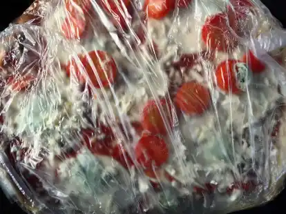 Eine in Plastikfolie gepackte tiefgek&uuml;hlte Fertigpizza. Die Nachfrage nach Tiefk&uuml;hlkost hat einen Rekord erreicht.