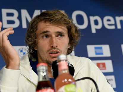 Tennisprofi Alexander Zverev bei einer Pressekonferenz in M&uuml;nchen.