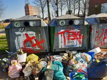 Das j&uuml;ngste Vorkommnis an der Altglasstation Jansumstra&szlig;e, aber bei Weitem nicht das erste: illegal abgeladener Hausrat vom Backrost bis zur Deckenlampe, dazu alle m&ouml;glichen Sorten von M&uuml;ll in T&uuml;ten.