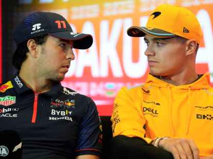 Von Angesicht zu Angesicht: McLaren-Pilot Lando Norris (r) und Red-Bull-Fahrer Sergio Perez.