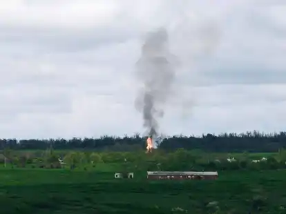 Artilleriebeschuss in der N&auml;he von Bachmut im Osten der Ukraine.