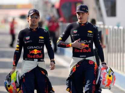 Max Verstappen (r) und Sergio Perez sind in Miami die Topfavoriten.