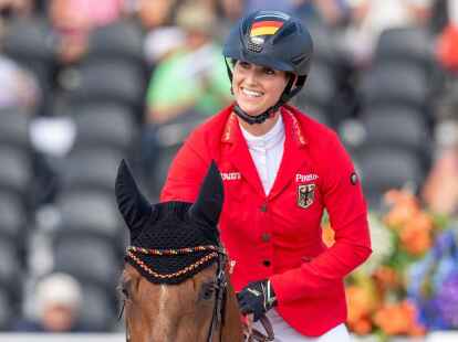 Simone Blum aus Deutschland lacht nach ihrem Ritt. Am Wochenende gibt sie ihr Comeback in der Nationalmannschaft.