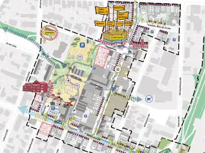 Der Plan zeigt, was sich in den vergangenen Monaten in der Nordenhamer Innenstadt getan hat und was noch kommen k&ouml;nnte.