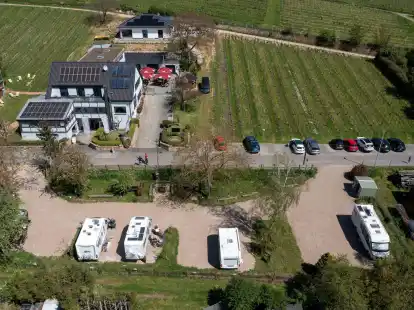 Wohnmobilstellpl&auml;tze auf dem Gel&auml;nde eines Weinguts im Rheingau.