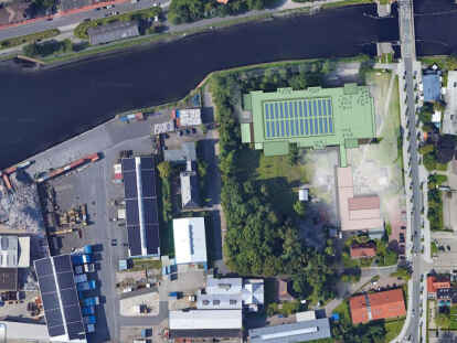 Die neue Stadthalle von oben. Noch ist es nur ein (Lage-) Plan.