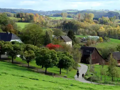 Idylle abseits der Tagebaue: Abgelegene Bauernh&ouml;fe, Viehweiden und W&auml;lder pr&auml;gen das Bergische Land bei Lindlar.