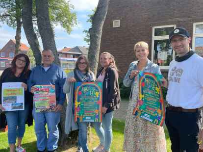 Sie wollen den Kindern, Einheimischen und G&auml;sten ein buntes Wochenende bescheren: Gritje Peters (v. l.), Dieter Eden, Alexandra Schmidt, Madlene Kahmann, Amke Behrend und Dave Jakusch.