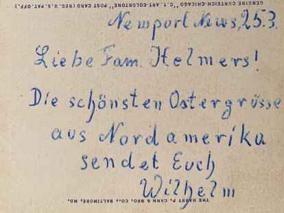 Postkartengru&szlig; aus Newport: Wilhelm Lindenbeck hatte sich f&uuml;r ein Leben auf See entschieden.
