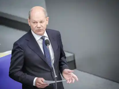 Bundeskanzler Olaf Scholz bei der Regierungsbefragung im Bundestag.
