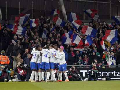 Frankreich setzte sich dank eines Tores von Benjamin Pavard (verdeckt) mit 1:0 in Irland durch.