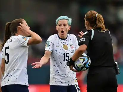 Die US-Fu&szlig;ballerin Megan Rapinoe (USA, M) gilt als Vorbild f&uuml;r LGBTQI+ im Fu&szlig;ball.