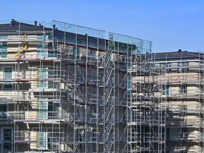 Der Rohbau von Wohnh&auml;usern im Zentrum der Stadt Potsdam.