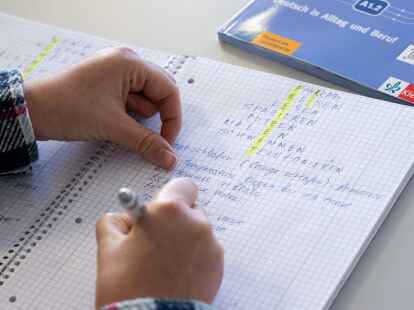 Viele aus der Ukraine Gefl&uuml;chete lernen in&nbsp;Deutschland zun&auml;chst die Sprache - fast jeder F&uuml;nfte von ihnen hat auch einen Job.