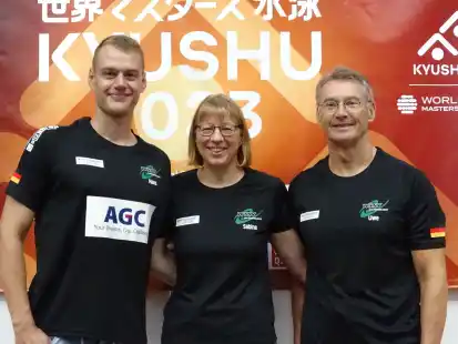 Die WSSVer (von links) Hans-Joachim Bäcker, Sabine Rossmeisl und Uwe Rossmeisl bei der WM in Japan.