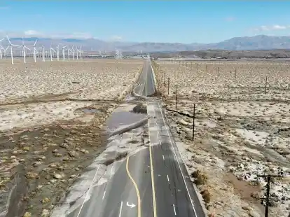 Sturmsch&auml;den am Indian Canyon in Kalifornien, nachdem der Tropensturm &laquo;Hilary&raquo; in dem Gebiet &Uuml;berschwemmungen verursacht hat.