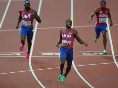Holte auch Gold &uuml;ber 200 Meter: Noah Lyles (M).