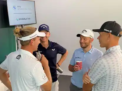 Die deutschen Golfprofis (l-r) Marcel Siem, Nick Bachem, Maximilian Kieffer und Matti Schmid  starten beim Turnier in M&uuml;nchen.