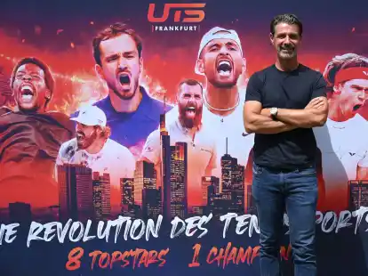 Tennis-Starcoach Patrick Mouratoglou wirbt f&uuml;r den Ultimate Tennis Showdown (UTS).