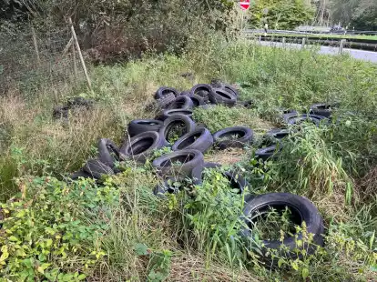 Unbekannte haben rund 100 Altreifen an der Autobahn 28 entsorgt.
