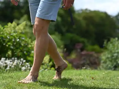 Gras geht auch:&nbsp;Wer auf unterschiedlichen Untergr&uuml;nden mit nackten F&uuml;&szlig;en l&auml;uft, tut auch was f&uuml;r die Wirbels&auml;ule.