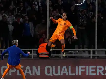 Virgil van Dijk erzielte kurz vor Schluss den wichtigen Siegtreffer f&uuml;r die Niederlande.