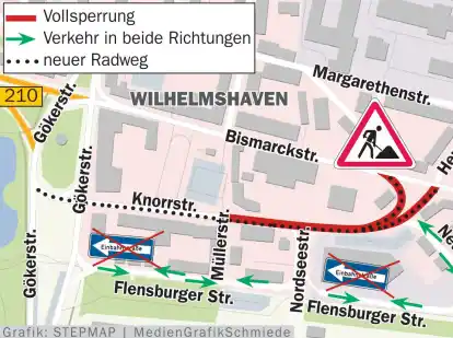 Die Knorrstra&szlig;e wird f&uuml;r mehrere Monate abschnittsweise gesperrt. Die Flensburger Stra&szlig;e wird in dieser Zeit in beide Richtungen befahrbar sein.