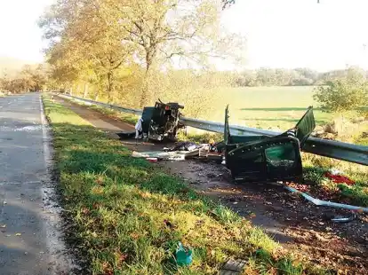 Dieses Kleinfahrzeug wurde  v&ouml;llig zerst&ouml;rt.