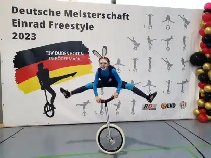 Auch bei den Deutschen Meisterschaften mit Gold ausgezeichnet: Leni Neumann vom Unicycle-Team Harpstedt