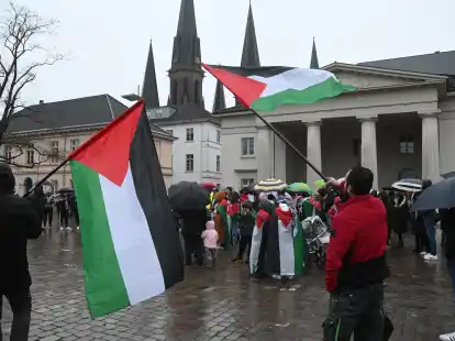 Kundgebung auf dem Schlossplatz: Rund 100 Personen nahmen laut Polizeiangaben am Samstag teil.