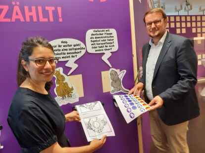 Ein Beispiel f&uuml;r mehr Museum, das auch die J&uuml;ngsten ansprechen soll: die kindgerechte Ausstellung &bdquo;Die Amtskette &ndash; Kennst Du schon das Schmuckst&uuml;ck der Stadt?&ldquo;. Museumsleiterin Jasmin Alley und Oberb&uuml;rgermeister Tim Kruithoff pr&auml;sentierten damals die Schau.