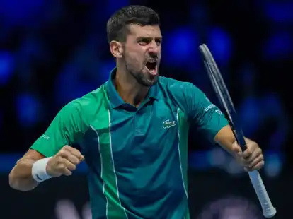 Novak Djokovic jubelt nach seinem Sieg in Turin.