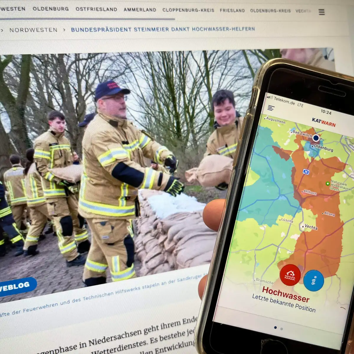 Hochwasser in Oldenburg: Warn-Apps wie „Katwarn“ oder „Nina“ empfohlen