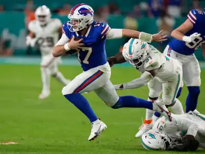F&uuml;hrte die Buffalo Bills zum Sieg gegen die Miami Dolphins: Quarterback Josh Allen.