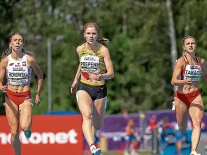 Talea Prepens (Zweite von links, hier im Halbfinale der U23-EM über 200 Meter) ist in der Frauenkonkurrenz nominiert.