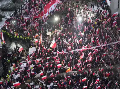 &laquo;Hier ist Polen, kein Tuskoland&raquo;: Protestierende in Warschau.