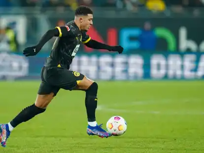 Dortmunds R&uuml;ckkehrer Jadon Sancho wurde in Darmstadt in der 55. Minute eingewechselt und steuerte noch eine Torvorlage bei.