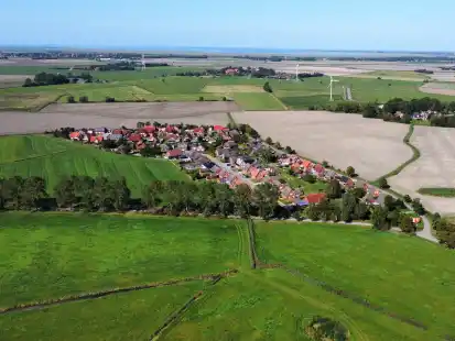 Die Pappeln entlang des &bdquo;Bennlander Weges&ldquo; (mittig nach links verlaufend) m&uuml;ssen f&uuml;r die Stra&szlig;ensanierung gef&auml;llt werden.