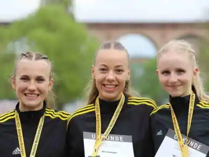 Lera Miller (von links), Carolin Hinrichs und Paula Terhorst haben in Hannover gute Medaillenchancen.