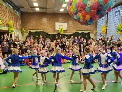 Beim Kinderkarneval in Blexen hatte auch die Kinder-Tanzgarde des B&uuml;rgervereins Ellw&uuml;rden einen Auftritt.