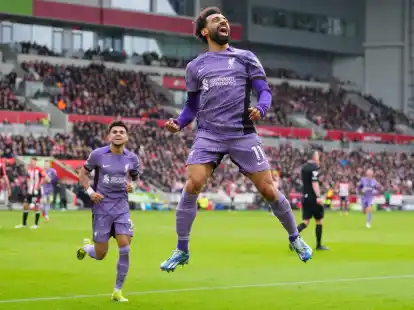Traf zum zwischenzeitlichen 3:0 bei Brentford: Liverpools Mohamed Salah.