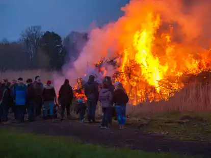 Ein Osterfeuer wie hier im Jahr 2017 soll es nach mehrj&auml;hriger Pause jetzt wieder in Strohausen geben.
