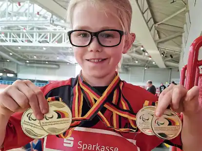 Viermal Gold holte Paul Gerdes (9 Jahre) bei den „Deutschen“ in Erfurt.