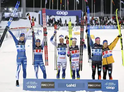 Gimmler/Hennig (r) erreichten in Lahti das Podest.