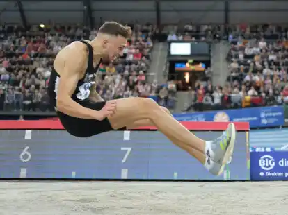 Weitspringer Simon Batz wurde bei der Hallen-WM Vierter.