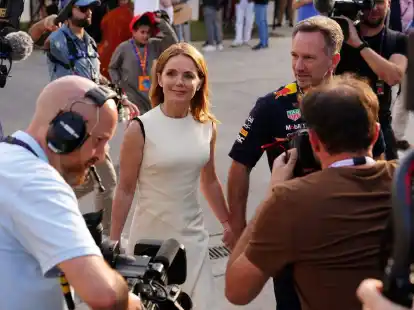 Red-Bull-Teamchef Christian Horner und seine Ehefrau Geri Halliwell beim Gro&szlig;en Preis von Bahrain.