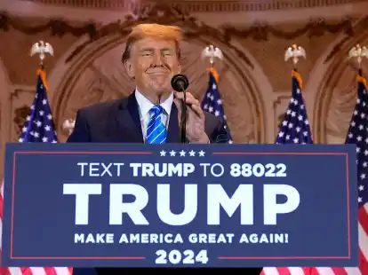 Donald Trump ist zur&uuml;ck und wird Pr&auml;sidentschaftskandidat der Republikaner f&uuml;r die US-Wahl 2024.