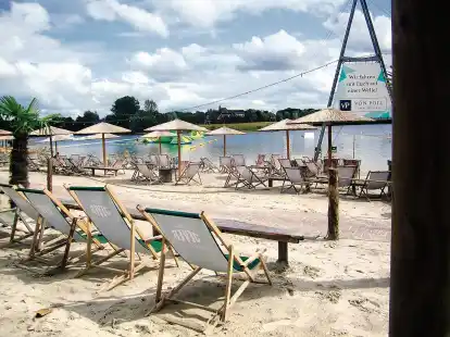 Blick auf die Wakeboard-Anlage des Unternehmens Northbound am Badesee Tannenhausen.