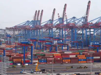 Container am Terminal Burchardkai im Hamburger Hafen.