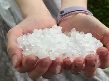 Hagelk&ouml;rner nach einem Unwetter.